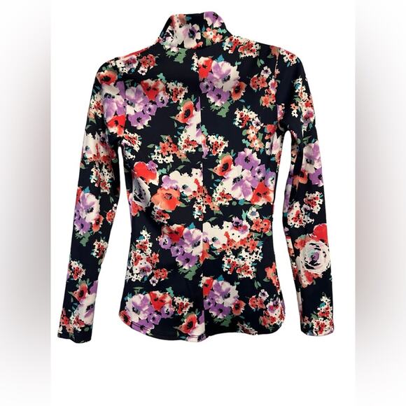 W by Wenjie Floral Zip Up Black, Red and Purple Floral Jacket - Picture 4 of 4